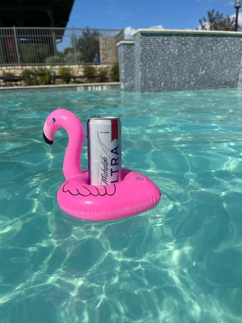 Flamingle at the pool